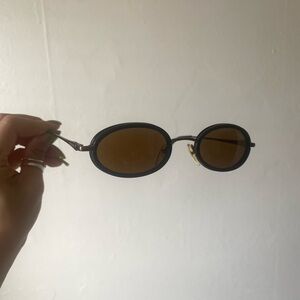 Egizia 36 056 Vintage Double Rim Black Sunglasses Italy